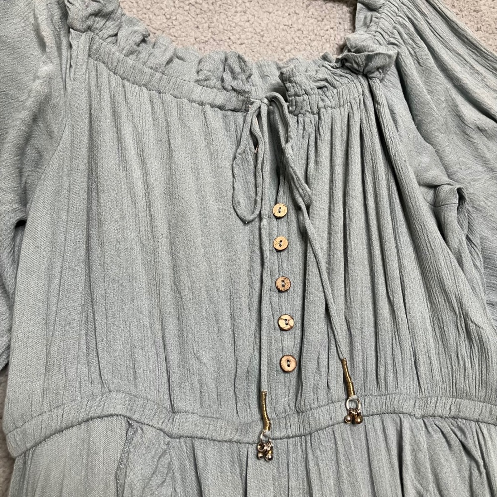Free People Midi Dress Women Sz L Lace Off Shoulder Ruffles Ren Faire Ethereal - Picture 9 of 12